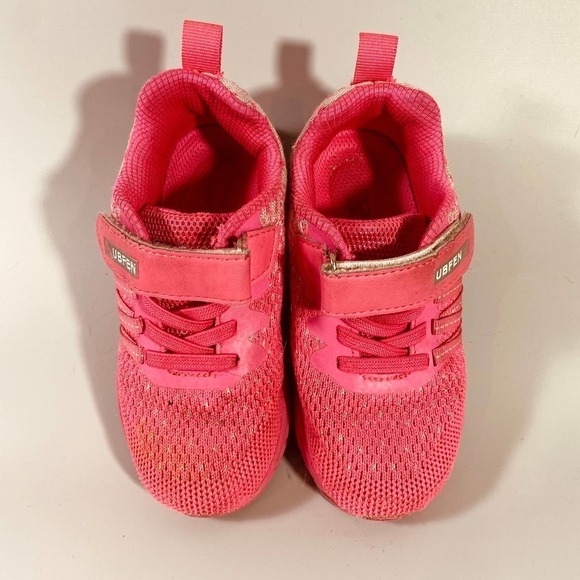 Ubfen Pink Kids Sneakers Tennis Shoes Adjustable Closure Size Toddler 9 (27) - Picture 4 of 12